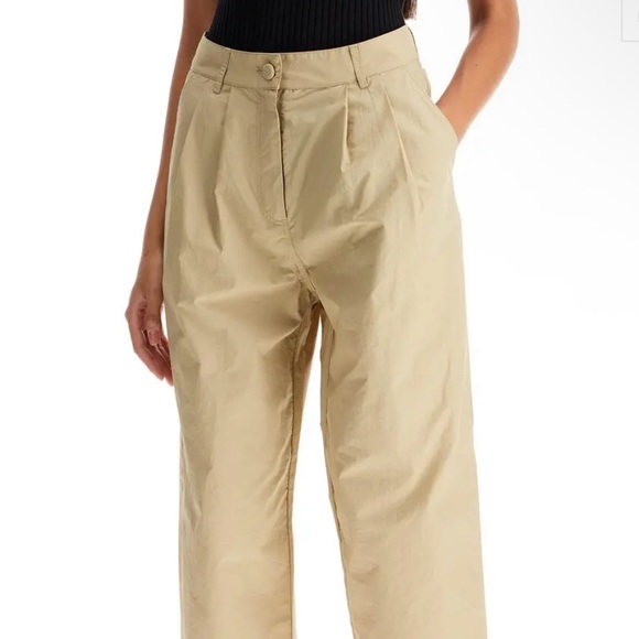 Saks Potts Lele Pleated Baggy Straight Leg Pants in Oat Brown size Medium - Picture 4 of 14